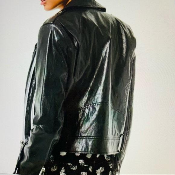 Michael Kors Black Faux Women’s Leather Moto Jkt - Picture 13 of 14